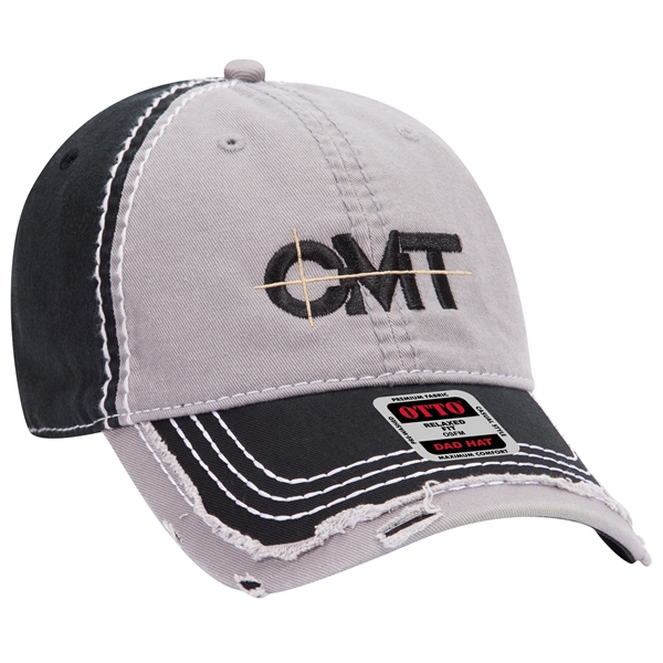 Contrast Stitching/Distressed Trim Edge Visor 6Panel Dad Hat - Contrast Stitching/Distressed Trim Edge Visor 6Panel Dad Hat - Image 8 of 48
