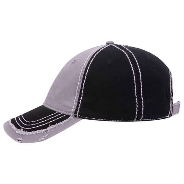 Contrast Stitching/Distressed Trim Edge Visor 6Panel Dad Hat - Contrast Stitching/Distressed Trim Edge Visor 6Panel Dad Hat - Image 12 of 48