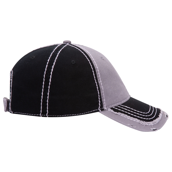 Contrast Stitching/Distressed Trim Edge Visor 6Panel Dad Hat - Contrast Stitching/Distressed Trim Edge Visor 6Panel Dad Hat - Image 13 of 48