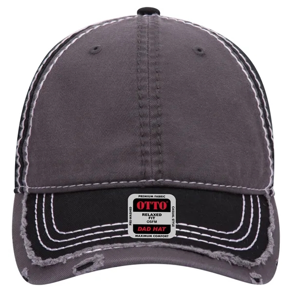 Contrast Stitching/Distressed Trim Edge Visor 6Panel Dad Hat - Contrast Stitching/Distressed Trim Edge Visor 6Panel Dad Hat - Image 16 of 48