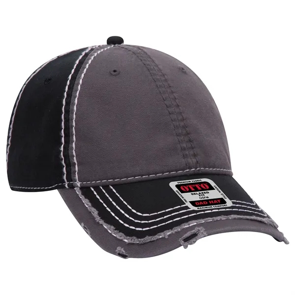 Contrast Stitching/Distressed Trim Edge Visor 6Panel Dad Hat - Contrast Stitching/Distressed Trim Edge Visor 6Panel Dad Hat - Image 14 of 48