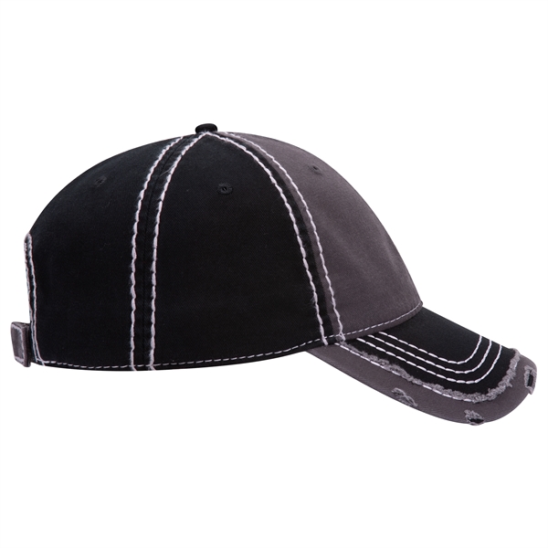 Contrast Stitching/Distressed Trim Edge Visor 6Panel Dad Hat - Contrast Stitching/Distressed Trim Edge Visor 6Panel Dad Hat - Image 19 of 48