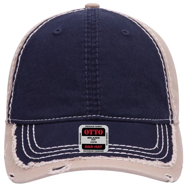 Contrast Stitching/Distressed Trim Edge Visor 6Panel Dad Hat - Contrast Stitching/Distressed Trim Edge Visor 6Panel Dad Hat - Image 21 of 48