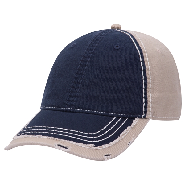 Contrast Stitching/Distressed Trim Edge Visor 6Panel Dad Hat - Contrast Stitching/Distressed Trim Edge Visor 6Panel Dad Hat - Image 22 of 48