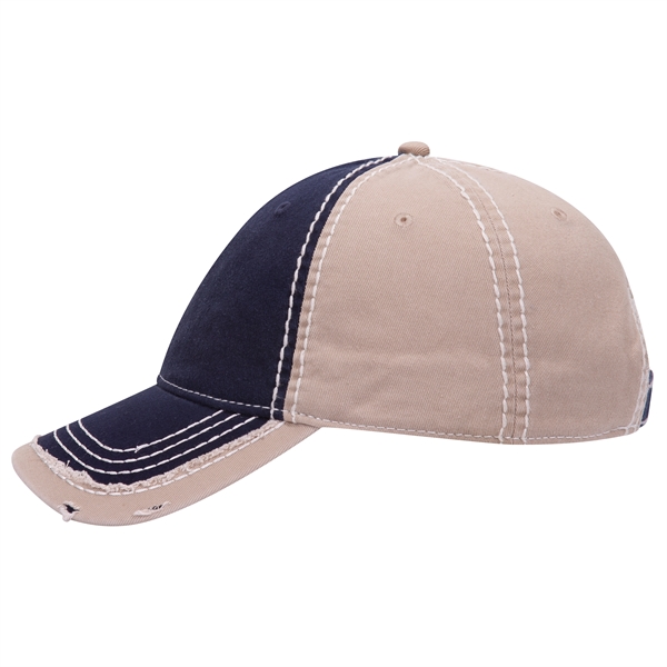 Contrast Stitching/Distressed Trim Edge Visor 6Panel Dad Hat - Contrast Stitching/Distressed Trim Edge Visor 6Panel Dad Hat - Image 23 of 48