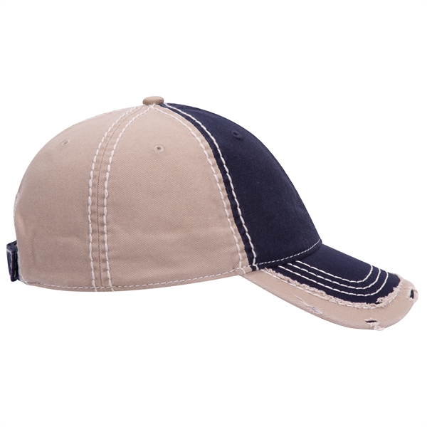 Contrast Stitching/Distressed Trim Edge Visor 6Panel Dad Hat - Contrast Stitching/Distressed Trim Edge Visor 6Panel Dad Hat - Image 24 of 48