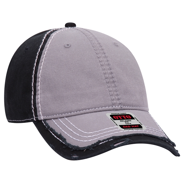 Contrast Stitching/Distressed Trim Edge Visor 6Panel Dad Hat - Contrast Stitching/Distressed Trim Edge Visor 6Panel Dad Hat - Image 25 of 48