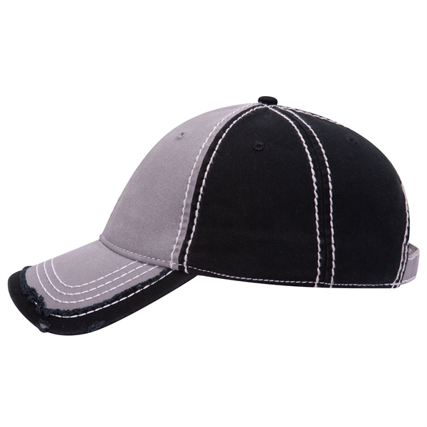 Contrast Stitching/Distressed Trim Edge Visor 6Panel Dad Hat - Contrast Stitching/Distressed Trim Edge Visor 6Panel Dad Hat - Image 29 of 48