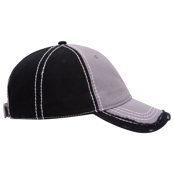Contrast Stitching/Distressed Trim Edge Visor 6Panel Dad Hat - Contrast Stitching/Distressed Trim Edge Visor 6Panel Dad Hat - Image 30 of 48