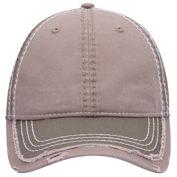 Contrast Stitching/Distressed Trim Edge Visor 6Panel Dad Hat - Contrast Stitching/Distressed Trim Edge Visor 6Panel Dad Hat - Image 33 of 48