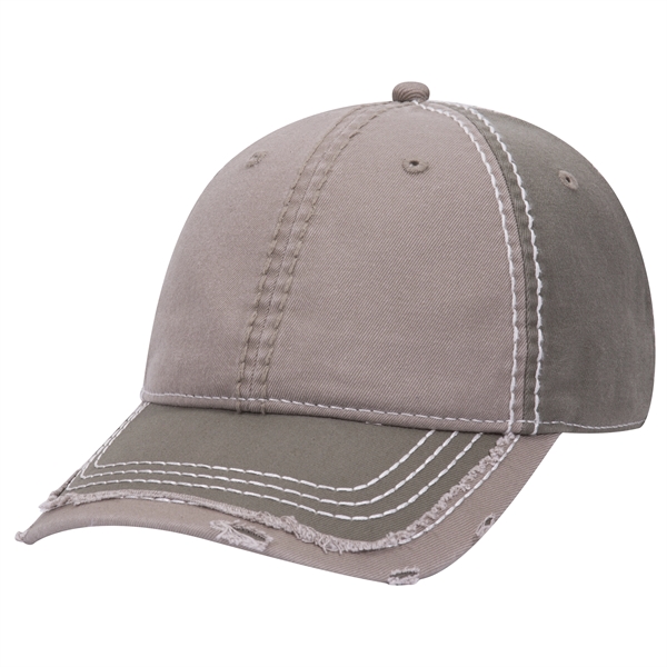 Contrast Stitching/Distressed Trim Edge Visor 6Panel Dad Hat - Contrast Stitching/Distressed Trim Edge Visor 6Panel Dad Hat - Image 34 of 48