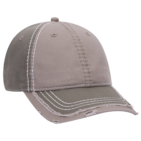 Contrast Stitching/Distressed Trim Edge Visor 6Panel Dad Hat - Contrast Stitching/Distressed Trim Edge Visor 6Panel Dad Hat - Image 31 of 48