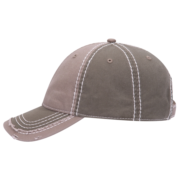 Contrast Stitching/Distressed Trim Edge Visor 6Panel Dad Hat - Contrast Stitching/Distressed Trim Edge Visor 6Panel Dad Hat - Image 35 of 48
