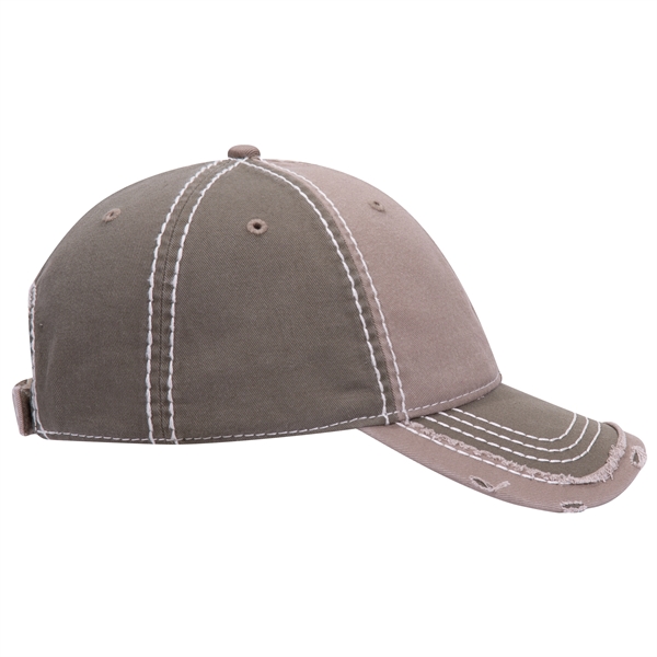 Contrast Stitching/Distressed Trim Edge Visor 6Panel Dad Hat - Contrast Stitching/Distressed Trim Edge Visor 6Panel Dad Hat - Image 36 of 48