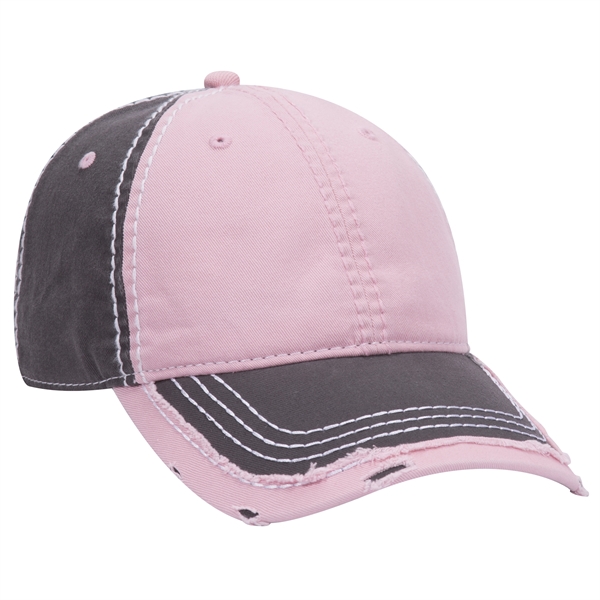 Contrast Stitching/Distressed Trim Edge Visor 6Panel Dad Hat - Contrast Stitching/Distressed Trim Edge Visor 6Panel Dad Hat - Image 37 of 48