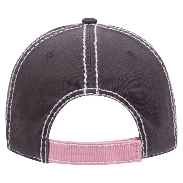 Contrast Stitching/Distressed Trim Edge Visor 6Panel Dad Hat - Contrast Stitching/Distressed Trim Edge Visor 6Panel Dad Hat - Image 44 of 48