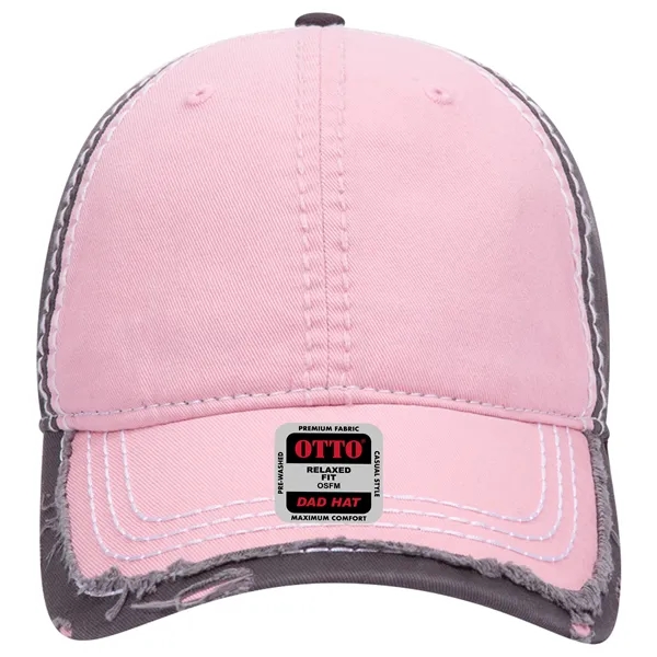 Contrast Stitching/Distressed Trim Edge Visor 6Panel Dad Hat - Contrast Stitching/Distressed Trim Edge Visor 6Panel Dad Hat - Image 45 of 48