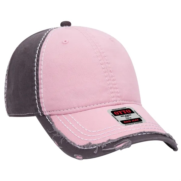 Contrast Stitching/Distressed Trim Edge Visor 6Panel Dad Hat - Contrast Stitching/Distressed Trim Edge Visor 6Panel Dad Hat - Image 43 of 48