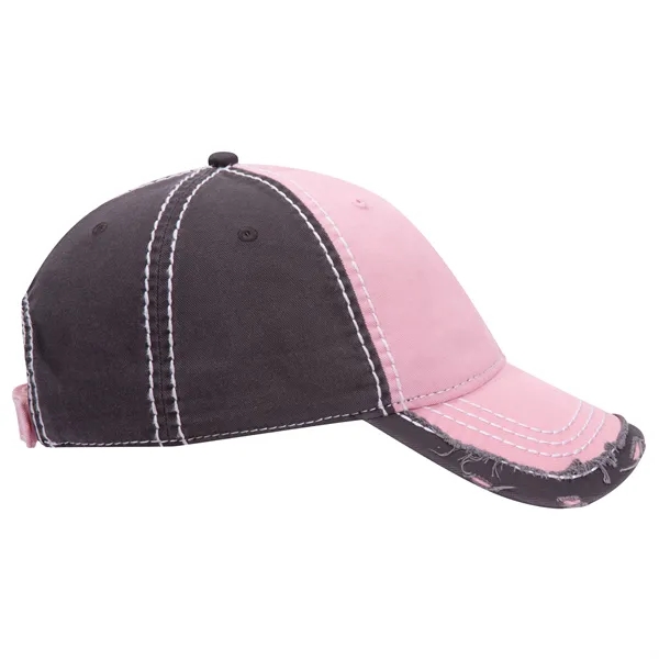 Contrast Stitching/Distressed Trim Edge Visor 6Panel Dad Hat - Contrast Stitching/Distressed Trim Edge Visor 6Panel Dad Hat - Image 48 of 48