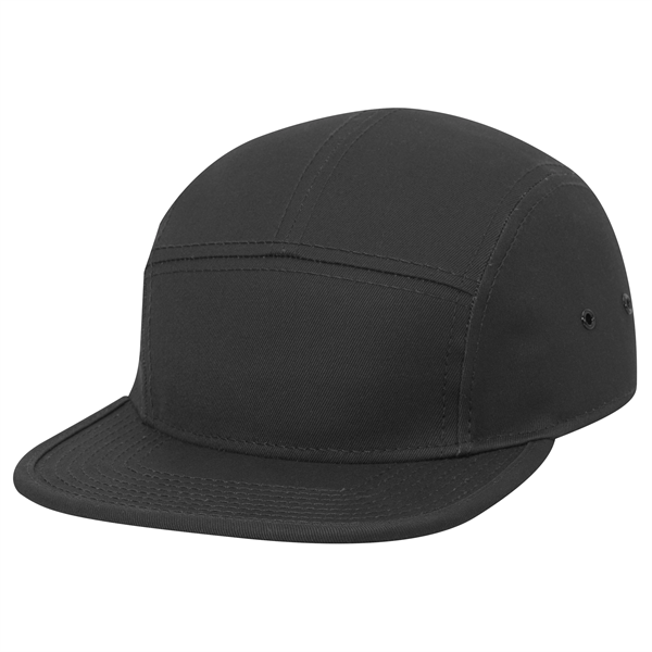 Cotton Twill Square Visor w/ Binding Trim 5 Panel Camper Hat - Cotton Twill Square Visor w/ Binding Trim 5 Panel Camper Hat - Image 4 of 27