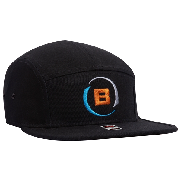 Cotton Twill Square Visor w/ Binding Trim 5 Panel Camper Hat - Cotton Twill Square Visor w/ Binding Trim 5 Panel Camper Hat - Image 0 of 27