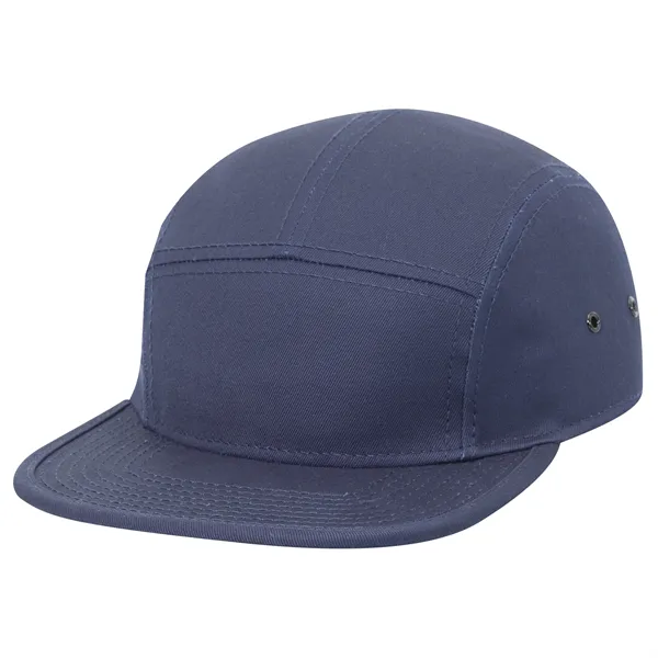 Cotton Twill Square Visor w/ Binding Trim 5 Panel Camper Hat - Cotton Twill Square Visor w/ Binding Trim 5 Panel Camper Hat - Image 11 of 27