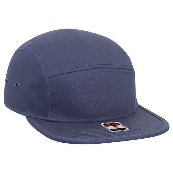 Cotton Twill Square Visor w/ Binding Trim 5 Panel Camper Hat - Cotton Twill Square Visor w/ Binding Trim 5 Panel Camper Hat - Image 7 of 27