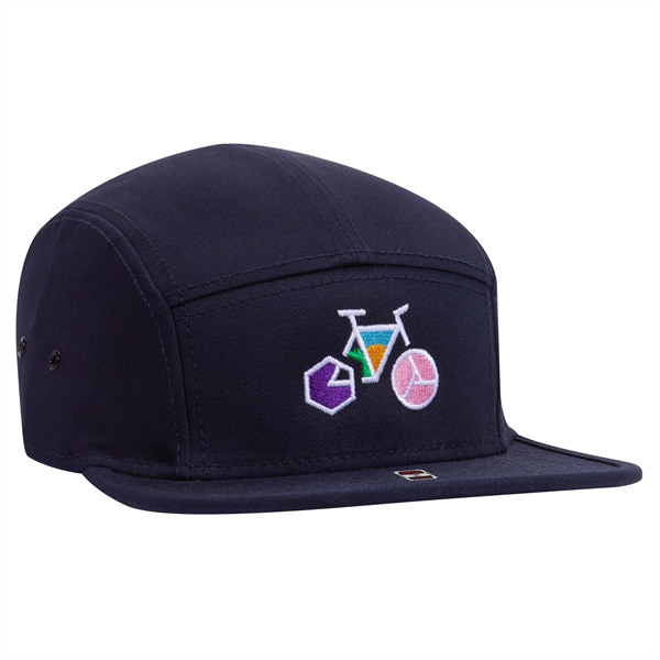 Cotton Twill Square Visor w/ Binding Trim 5 Panel Camper Hat - Cotton Twill Square Visor w/ Binding Trim 5 Panel Camper Hat - Image 8 of 27