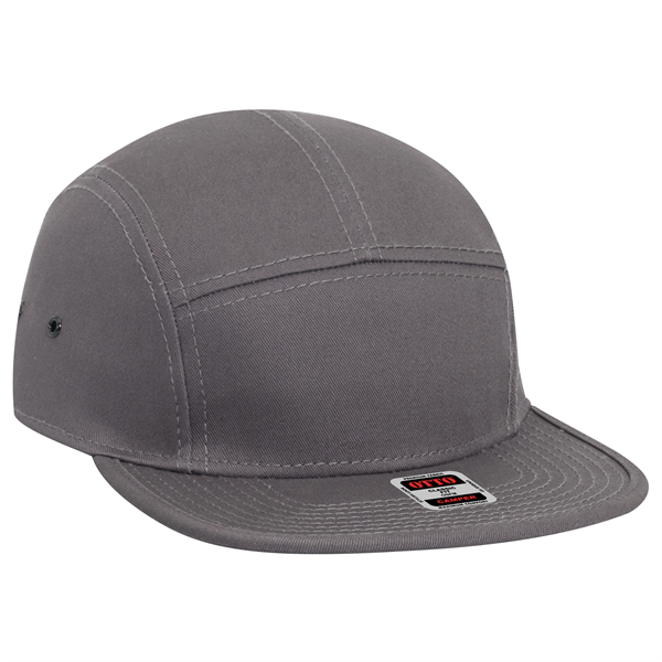 Cotton Twill Square Visor w/ Binding Trim 5 Panel Camper Hat - Cotton Twill Square Visor w/ Binding Trim 5 Panel Camper Hat - Image 14 of 27