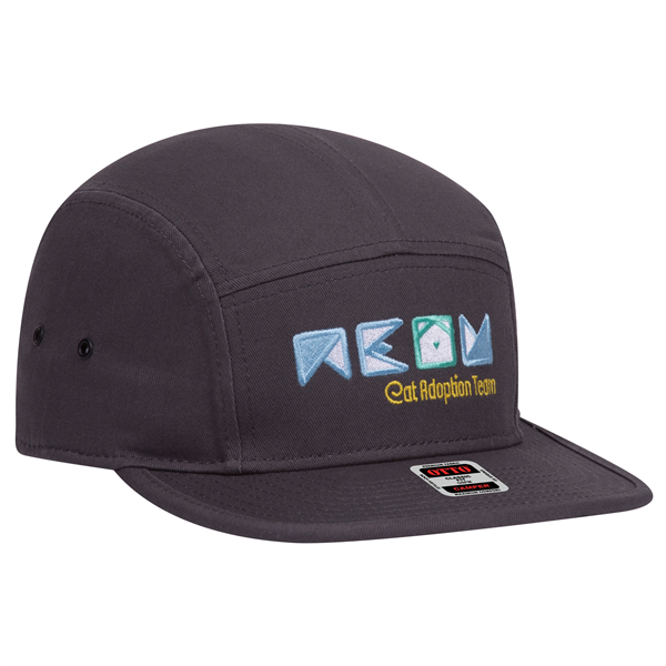 Cotton Twill Square Visor w/ Binding Trim 5 Panel Camper Hat - Cotton Twill Square Visor w/ Binding Trim 5 Panel Camper Hat - Image 15 of 27