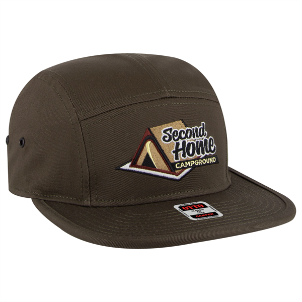 Cotton Twill Square Visor w/ Binding Trim 5 Panel Camper Hat - Cotton Twill Square Visor w/ Binding Trim 5 Panel Camper Hat - Image 22 of 27