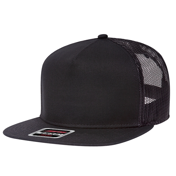 Cotton Twill Round Visor "SNAP" 5 Panel Mesh Back Hat - Cotton Twill Round Visor "SNAP" 5 Panel Mesh Back Hat - Image 4 of 31