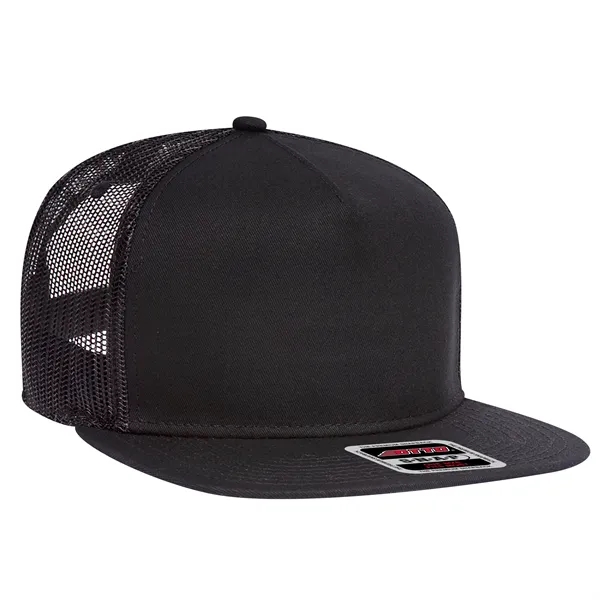 Cotton Twill Round Visor "SNAP" 5 Panel Mesh Back Hat - Cotton Twill Round Visor "SNAP" 5 Panel Mesh Back Hat - Image 1 of 31