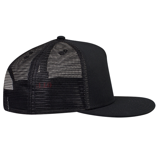 Cotton Twill Round Visor "SNAP" 5 Panel Mesh Back Hat - Cotton Twill Round Visor "SNAP" 5 Panel Mesh Back Hat - Image 6 of 31