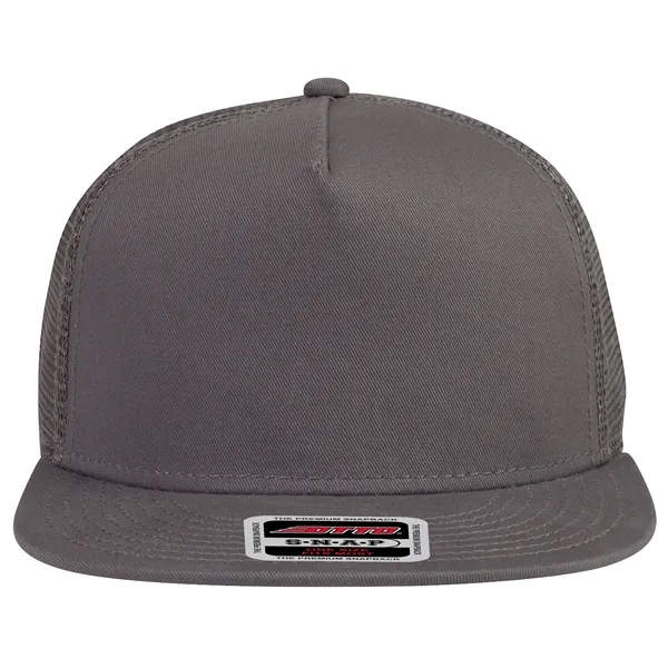 Cotton Twill Round Visor "SNAP" 5 Panel Mesh Back Hat - Cotton Twill Round Visor "SNAP" 5 Panel Mesh Back Hat - Image 9 of 31