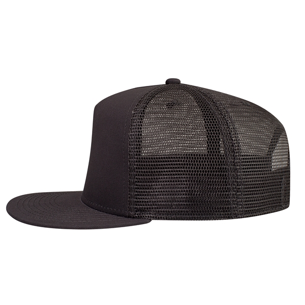 Cotton Twill Round Visor "SNAP" 5 Panel Mesh Back Hat - Cotton Twill Round Visor "SNAP" 5 Panel Mesh Back Hat - Image 11 of 31
