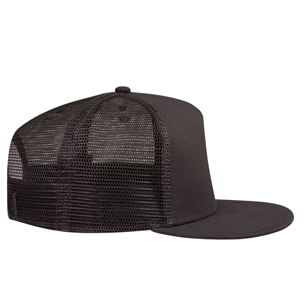 Cotton Twill Round Visor "SNAP" 5 Panel Mesh Back Hat - Cotton Twill Round Visor "SNAP" 5 Panel Mesh Back Hat - Image 12 of 31