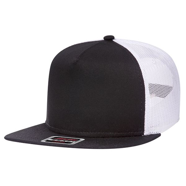 Cotton Twill Round Visor "SNAP" 5 Panel Mesh Back Hat - Cotton Twill Round Visor "SNAP" 5 Panel Mesh Back Hat - Image 16 of 31