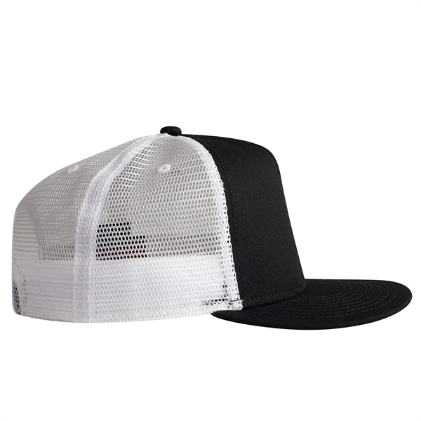 Cotton Twill Round Visor "SNAP" 5 Panel Mesh Back Hat - Cotton Twill Round Visor "SNAP" 5 Panel Mesh Back Hat - Image 18 of 31