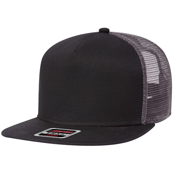 Cotton Twill Round Visor "SNAP" 5 Panel Mesh Back Hat - Cotton Twill Round Visor "SNAP" 5 Panel Mesh Back Hat - Image 22 of 31