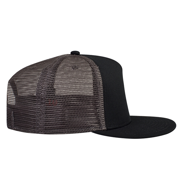 Cotton Twill Round Visor "SNAP" 5 Panel Mesh Back Hat - Cotton Twill Round Visor "SNAP" 5 Panel Mesh Back Hat - Image 24 of 31
