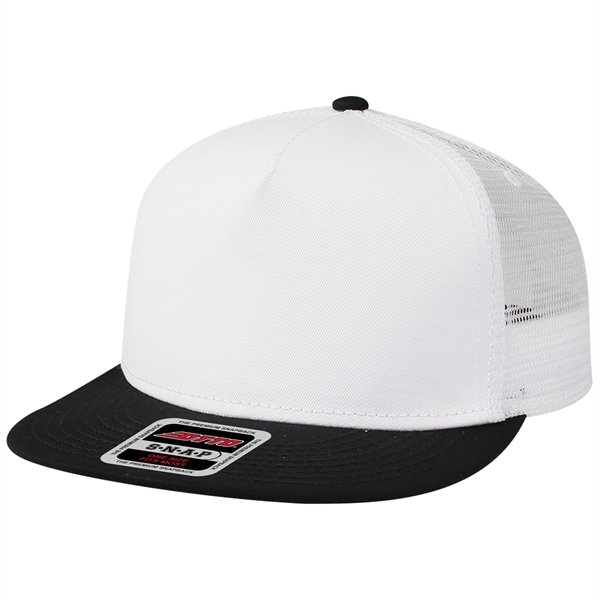 Cotton Twill Round Visor "SNAP" 5 Panel Mesh Back Hat - Cotton Twill Round Visor "SNAP" 5 Panel Mesh Back Hat - Image 25 of 31