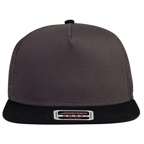 Cotton Twill Round Visor "SNAP" 5 Panel Mesh Back Hat - Cotton Twill Round Visor "SNAP" 5 Panel Mesh Back Hat - Image 28 of 31