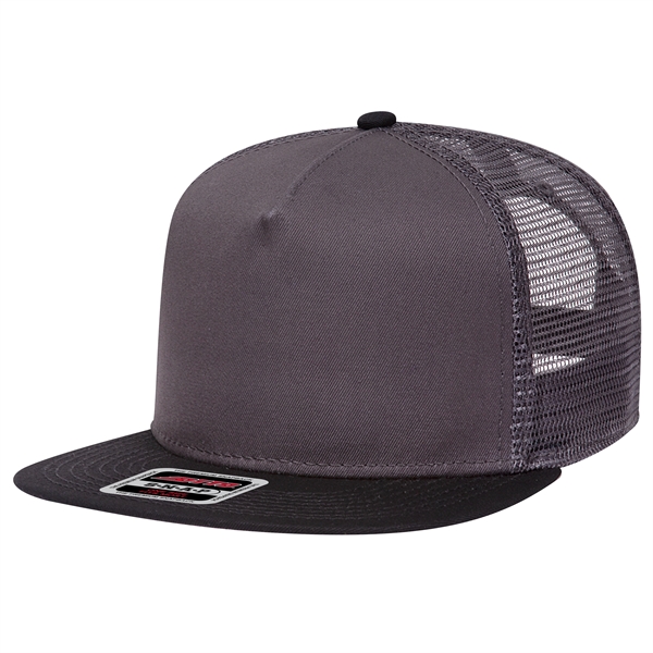 Cotton Twill Round Visor "SNAP" 5 Panel Mesh Back Hat - Cotton Twill Round Visor "SNAP" 5 Panel Mesh Back Hat - Image 29 of 31