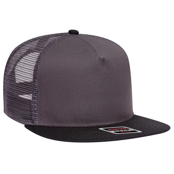 Cotton Twill Round Visor "SNAP" 5 Panel Mesh Back Hat - Cotton Twill Round Visor "SNAP" 5 Panel Mesh Back Hat - Image 26 of 31