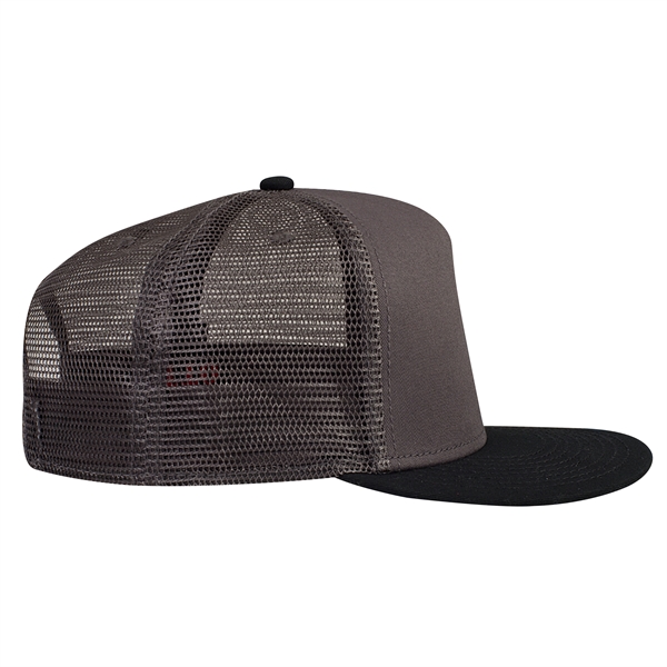 Cotton Twill Round Visor "SNAP" 5 Panel Mesh Back Hat - Cotton Twill Round Visor "SNAP" 5 Panel Mesh Back Hat - Image 31 of 31