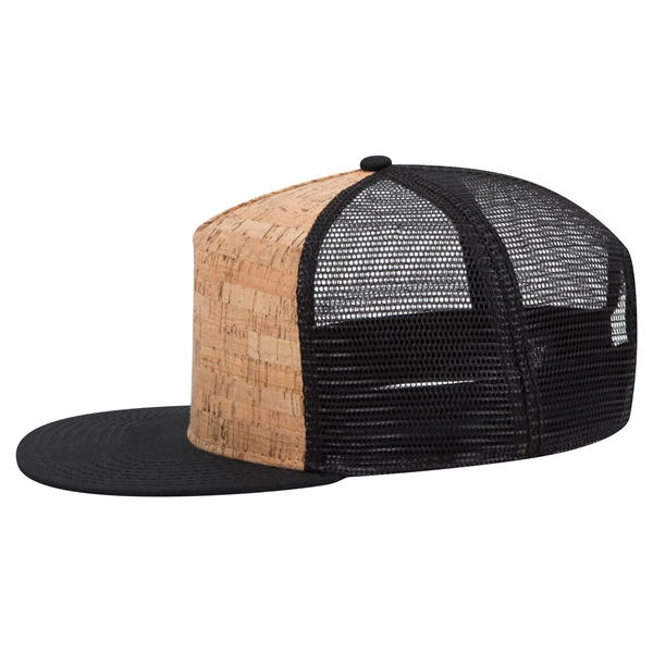 Cork Square Flat Visor "SNAP" 5 Panel Mesh Back Hat - Cork Square Flat Visor "SNAP" 5 Panel Mesh Back Hat - Image 5 of 24