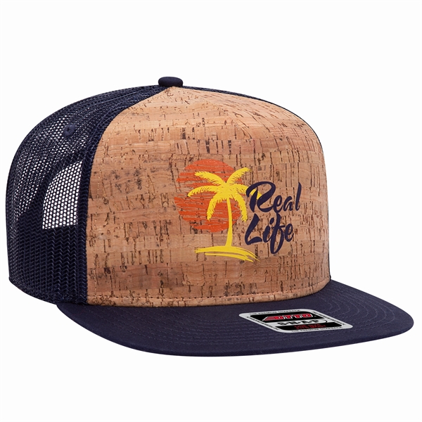 Cork Square Flat Visor "SNAP" 5 Panel Mesh Back Hat - Cork Square Flat Visor "SNAP" 5 Panel Mesh Back Hat - Image 0 of 24