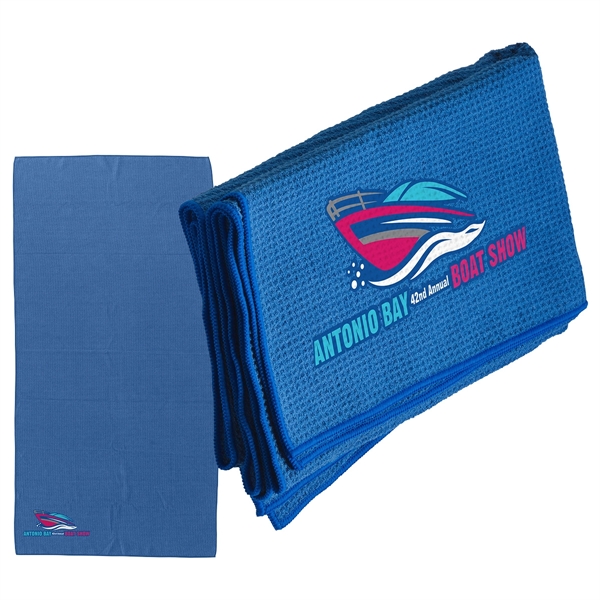 Custom Seaside 30- x 60- Waffle Microfiber Beach Towel