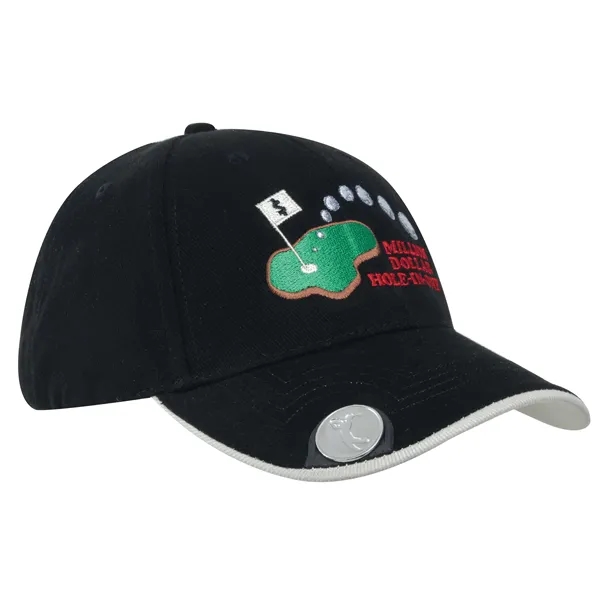 Brushed Heavy Cotton Cap with Magnetic Ball Marker on Peak - Brushed Heavy Cotton Cap with Magnetic Ball Marker on Peak - Image 0 of 0